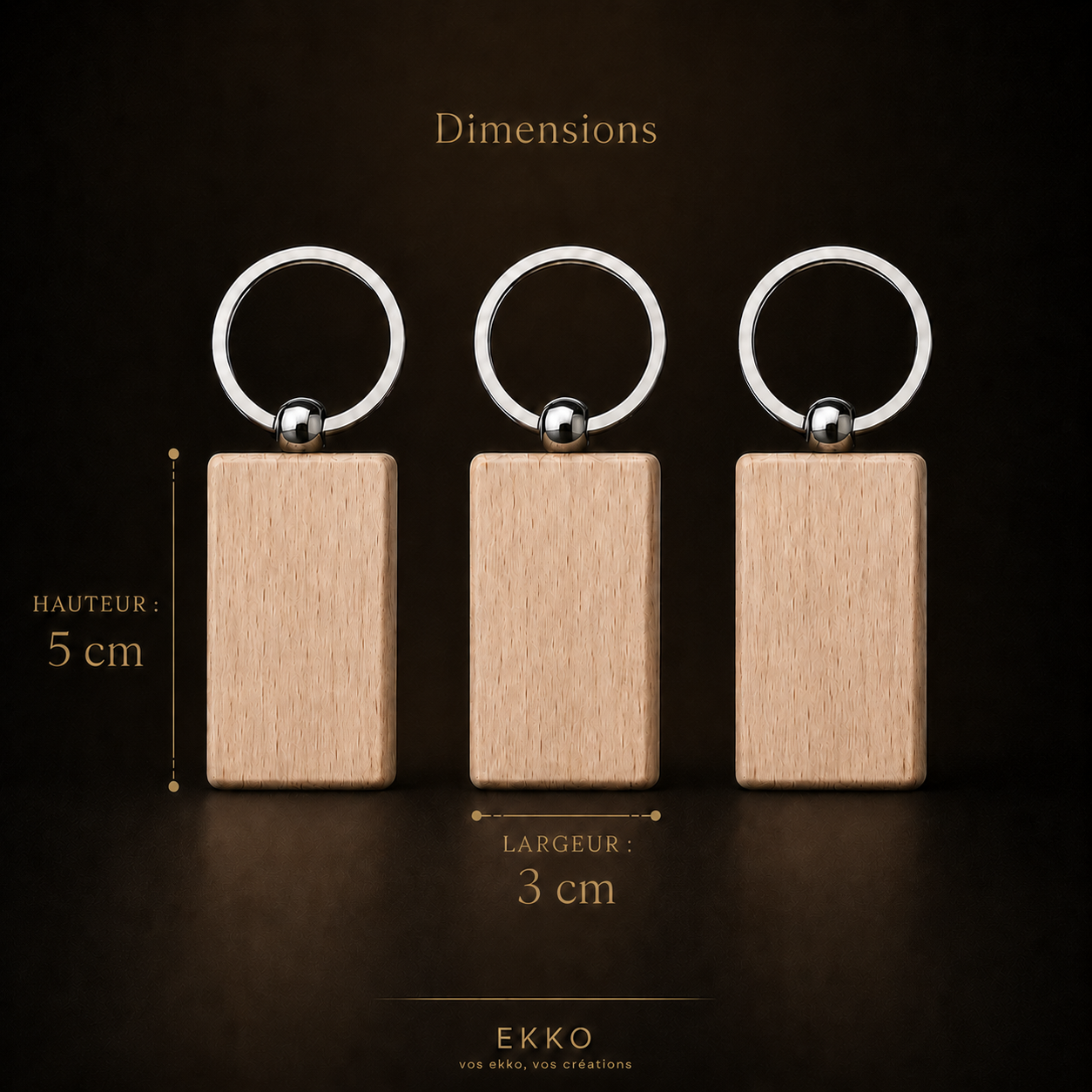 Porte-clés Rectangulaire en Bois